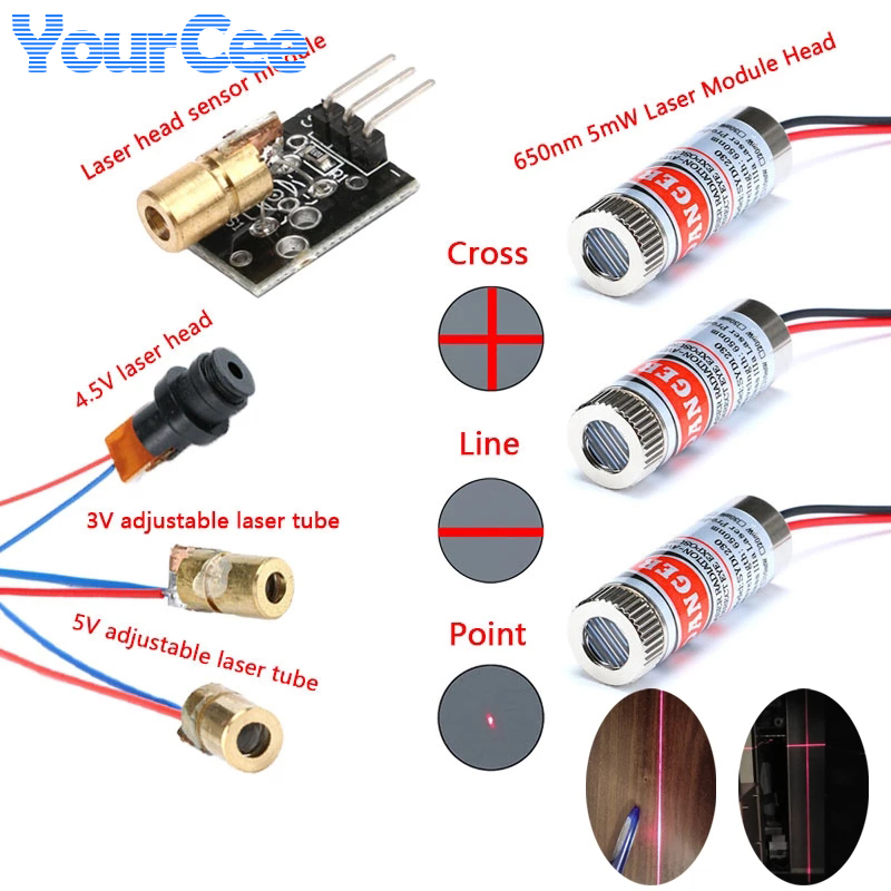 Industrial Laser Head - 2 pz 650nm 5 mW Punto